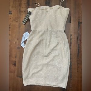 NWT NEW DRESS THE POPULATION DRESS CINDY CREAM SEQUIN MINI STRAPLESS SIZE S